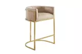 Barová židle ELEGANCE 88 CM béžová/zlatá samet Barová židle ELEGANCE 88 CM béžová/zlatá samet