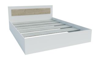 Postel 160x200 cm BOXBY bílá mat/dub coastland satin