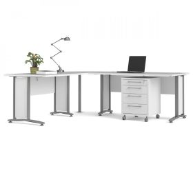 Rohový psací stůl Office 80400/304 bílá/silver grey Rohový psací stůl Office 80400/304 bílá/silver grey