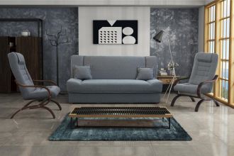 Sedací souprava Palmíra 3F+1+1 šedá/dřevo ořech Sedací souprava Palmíra 3F+1+1 šedá/dřevo ořech