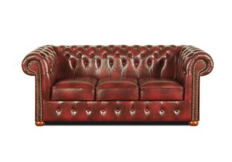 Pohovka Chesterfield Classic 3 kůže bordó Pohovka Chesterfield Classic 3 kůže bordó