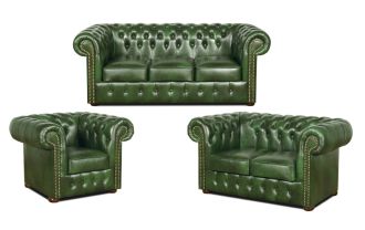 Sedací souprava Chesterfield Classic 3+2+1 kůže zelená Sedací souprava Chesterfield Classic 3+2+1 kůže zelená