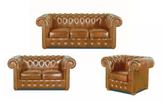 Sedací souprava Chesterfield Classic 3+2+1 kůže koňak Sedací souprava Chesterfield Classic 3+2+1 kůže koňak