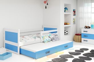 Postel s přistýlkou Riky II 90x200 bílá/modrá Postel s přistýlkou Riky II 90x200 bílá/modrá