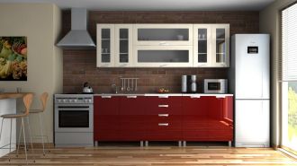 Kuchyňská linka Eginger RLG 220 jasmín/bordo lesk Kuchyňská linka Eginger RLG 220 jasmín/bordo lesk