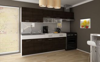 Kuchyňská linka Tatius 240/180 wenge/bílý pruh Kuchyňská linka Tatius 240/180 wenge/bílý pruh