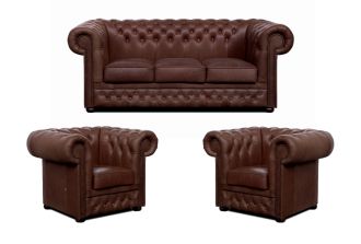Sedací souprava Chesterfield Lord 3+1+1 kůže hnědá Sedací souprava Chesterfield Lord 3+1+1 kůže hnědá