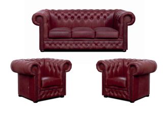Sedací souprava Chesterfield Lord 3+1+1 kůže bordó Sedací souprava Chesterfield Lord 3+1+1 kůže bordó