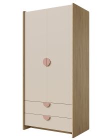 Skříň Leya R2 dub cremona/macadamia/pudrová růžová Skříň Leya R2 dub cremona/macadamia/pudrová růžová