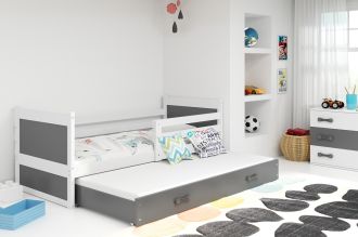 Postel s přistýlkou Riky II 90x200 bílá/grafit Postel s přistýlkou Riky II 90x200 bílá/grafit