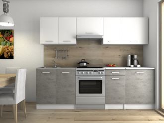 Kuchaňská linka Luigi 180/240 bílá/beton Kuchaňská linka Luigi 180/240 bílá/beton