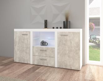 Komoda Rizo 2D2S bílá/beton Komoda Rizo 2D2S bílá/beton