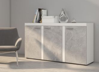 Komoda Rizo 3D bílá/beton Komoda Rizo 3D bílá/beton
