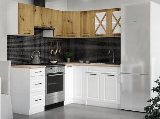 Rohová kuchyňská linka Astra artisan/bílá MAT Rohová kuchyňská linka Astra artisan/bílá MAT