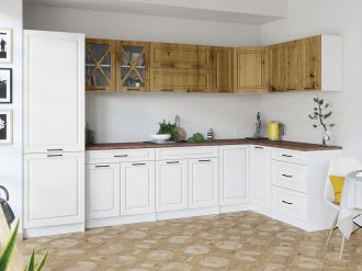 Rohová kuchyňská linka Simea artisan/bílá MAT Rohová kuchyňská linka Simea artisan/bílá MAT