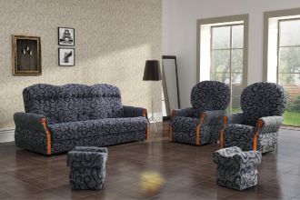 Sedací souprava Kara 3F+1+1+2T šedá/dř.olše Sedací souprava Kara 3F+1+1+2T šedá/dř.olše