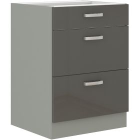 Kuchyňská skříňka Garid 46 D 3S BB šedý lesk/šedá Kuchyňská skříňka Garid 46 D 3S BB šedý lesk/šedá