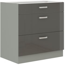 Kuchyňská skříňka Garid 80 D 3S BB šedý lesk/šedá Kuchyňská skříňka Garid 80 D 3S BB šedý lesk/šedá