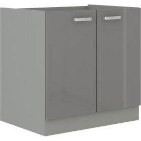 Kuchyňská skříňka pod dřez Garid 80 ZL 2F BB šedý lesk/šedá Kuchyňská skříňka pod dřez Garid 80 ZL 2F BB šedý lesk/šedá