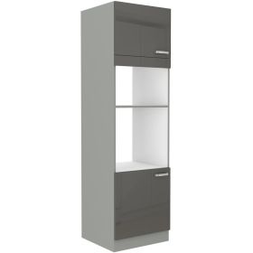 Kuchyňská skříň Garid na mikrovlnku a troubu 60 DPM 210 2F šedý lesk/šedá Kuchyňská skříň Garid na mikrovlnku a troubu 60 DPM 210 2F šedý lesk/šedá