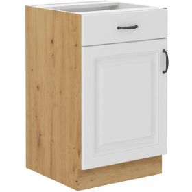 Kuchyňská skříňka Stipe 50 D 1F 1S BB bílá/dub artisan Kuchyňská skříňka Stipe 50 D 1F 1S BB bílá/dub artisan
