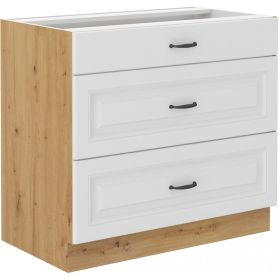 Kuchyňská skříňka Stipe 80 D 3S BB bílá/dub artisan Kuchyňská skříňka Stipe 80 D 3S BB bílá/dub artisan