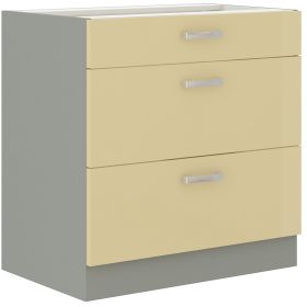 Kuchyňská skříňka Karpo 80 D 3S BB krémový lesk/šedá Kuchyňská skříňka Karpo 80 D 3S BB krémový lesk/šedá