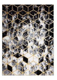 Kusový koberec Gloss 409A 82 3D cubes black/gold/grey - 80x150 cm Kusový koberec Gloss 409A 82 3D cubes black/gold/grey - 80x150 cm