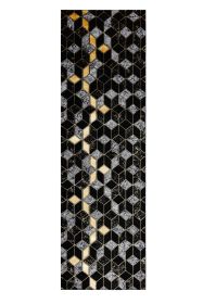 Běhoun Gloss 400B 86 3D geometric black/gold - 70x300 cm Běhoun Gloss 400B 86 3D geometric black/gold - 70x300 cm
