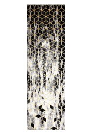 Běhoun Gloss 409A 82 3D cubes black/gold/grey - 80x250 cm Běhoun Gloss 409A 82 3D cubes black/gold/grey - 80x250 cm