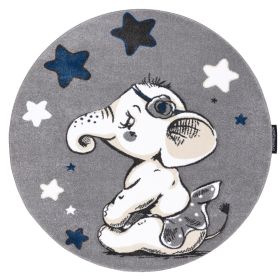 Dětský kusový koberec Petit Elephant stars grey kruh - 160x160 (průměr) kruh cm Dětský kusový koberec Petit Elephant stars grey kruh - 160x160 (průměr) kruh cm