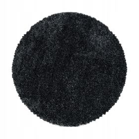 Kusový koberec Fluffy Shaggy 3500 anthrazit kruh - 80x80 (průměr) kruh cm