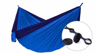 Houpací síť pro dva Camping + Slap strap (modrý SET) Houpací síť pro dva Camping + Slap strap (modrý SET)