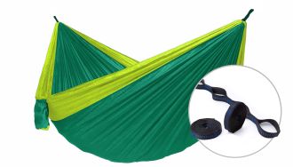 Houpací síť pro dva Camping + Slap strap (zelený SET) Houpací síť pro dva Camping + Slap strap (zelený SET)