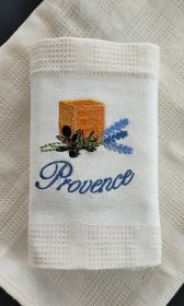 Bavlněná utěrka Provence Žlutá kostka 50x70, krémová Bavlněná utěrka Provence Žlutá kostka 50x70, krémová