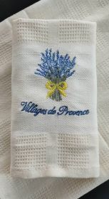Bavlněná utěrka Provence Levandule s mašlí 50x70, krémová Bavlněná utěrka Provence Levandule s mašlí 50x70, krémová