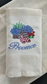 Bavlněná utěrka Provence Levandule červené botky 50x70, krémová Bavlněná utěrka Provence Levandule červené botky 50x70, krémová