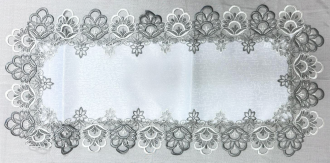 Prostírání dekorační s krajkou 40x90 cm bílá/šedá Prostírání dekorační s krajkou 40x90 cm bílá/šedá