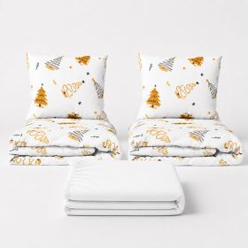 Set dvoulůžko Stromky zlaté - 2x povlečení, prostěradlo 180x200 cm (015) bílá Set dvoulůžko Stromky zlaté - 2x povlečení, prostěradlo 180x200 cm (015) bílá