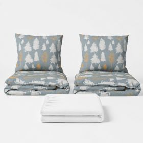 Set dvoulůžko Stromky šedé - 2x povlečení, prostěradlo 180x200 cm (016) bílá Set dvoulůžko Stromky šedé - 2x povlečení, prostěradlo 180x200 cm (016) bílá