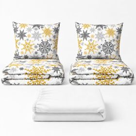 Set dvoulůžko Vločky zlaté - 2x povlečení, prostěradlo 180x200 cm (042) bílá Set dvoulůžko Vločky zlaté - 2x povlečení, prostěradlo 180x200 cm (042) bílá