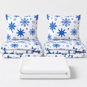 Set dvoulůžko Vločky modrobílé - 2x povlečení, prostěradlo 180x200 cm (043) bílá Set dvoulůžko Vločky modrobílé - 2x povlečení, prostěradlo 180x200 cm (043) bílá