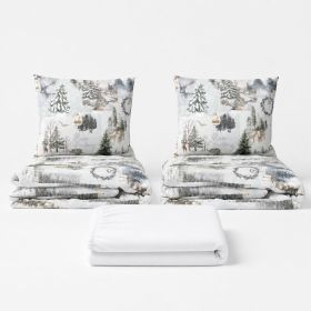 Set dvoulůžko Vánoční noviny - 2x povlečení, prostěradlo 180x200 cm (046) bílá Set dvoulůžko Vánoční noviny - 2x povlečení, prostěradlo 180x200 cm (046) bílá