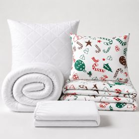 Set jednolůžko Baňky - povlečení, prostěradlo, sada lůžkovin (030) bílá