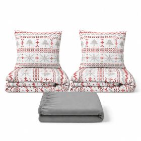 Set dvoulůžko Červená zima - 2x povlečení, prostěradlo 180x200 cm (003) světle šedá Set dvoulůžko Červená zima - 2x povlečení, prostěradlo 180x200 cm (003) světle šedá