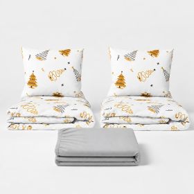 Set dvoulůžko Stromky zlaté - 2x povlečení, prostěradlo 180x200 cm (015) světle šedá Set dvoulůžko Stromky zlaté - 2x povlečení, prostěradlo 180x200 cm (015) světle šedá