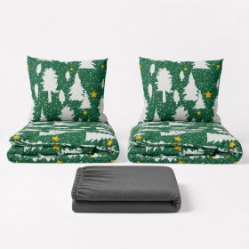 Set dvoulůžko Stromky zelené - 2x povlečení, prostěradlo 180x200 cm (019) tmavě šedá Set dvoulůžko Stromky zelené - 2x povlečení, prostěradlo 180x200 cm (019) tmavě šedá