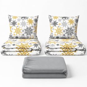 Set dvoulůžko Vločky zlaté - 2x povlečení, prostěradlo 180x200 cm (042) světle šedá Set dvoulůžko Vločky zlaté - 2x povlečení, prostěradlo 180x200 cm (042) světle šedá