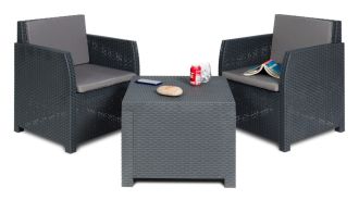 DIANA 2 SEATER zahradní plastový set - grafit DIANA 2 SEATER zahradní plastový set - grafit