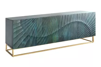 Komoda SCORPION 180 CM tyrkysová/zlatá masiv mango